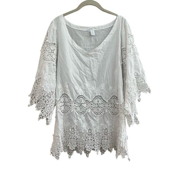 Eberjey Dresses & Skirts - Eberjay Cotton White Beach Dress Embroidered Small/Medium